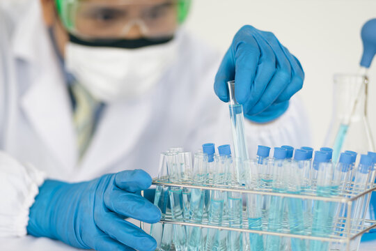 Scientists work with in vitro reagents in laboratories and draw conclusions from their research.