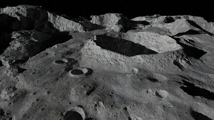 Moon surface, crater in lunar landscape background - obrazy, fototapety, plakaty