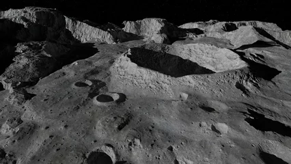 Foto op Canvas Moon surface, crater in lunar landscape background © dottedyeti