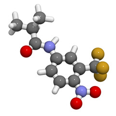 Flutamide prostate cancer drug (anti-androgen), chemical structure.
