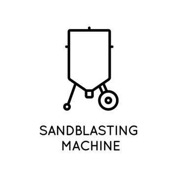 Sandblasting Machine Icon. Capacity for abrasive. Rust removal, metal, wood, glass processing.