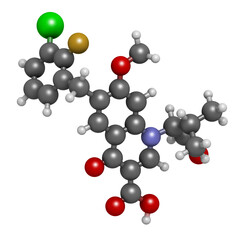 Elvitegravir HIV treatment drug (integrase inhibitor), chemical structure.