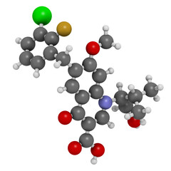 Elvitegravir HIV treatment drug (integrase inhibitor), chemical structure.