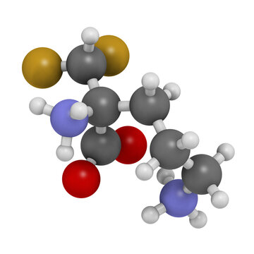 Eflornithine drug molecule. Used to treat facial hirsutism (excessive hair growth) and African trypanosomiasis (sleeping sickness).