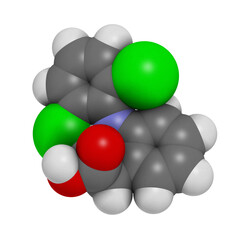 Diclofenac pain and inflammation drug (NSAID), chemical structure.