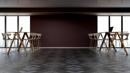 office area with blank wall 3d design interior	
