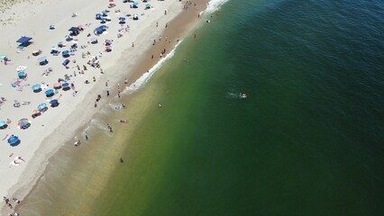 Aerial view of Sandy Hook Beach. NYC, United States.