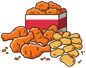 Fried Chicken Wings with Nuggets