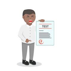 male teacher african giving f grade design character on white background