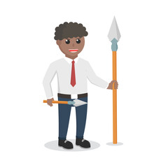 Fototapeta premium office warrior african with spear design character on white background