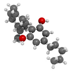Cannabidiol (CBD) cannabis molecule. Has antipsychotic effects.