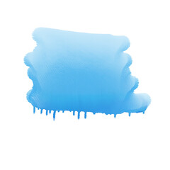 Isolated blue watercolor paint brushstrokes with drips