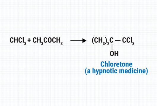 Chemical reaction of Chloretone (a hypnotic medicine)