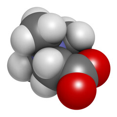 Betaine (glycine betaine, trimethylglycine) molecule. Originally found in sugar beet (Beta vulgaris). 3D rendering.
