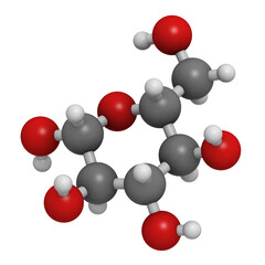 Glucose (beta-D-glucose, grape sugar, dextrose) molecule, chemical structure