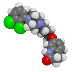 Aripiprazole antipsychotic drug, chemical structure.