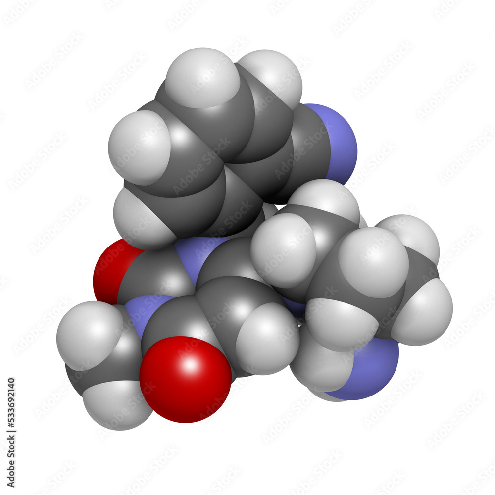 Poster Alogliptin diabetes drug molecule. Belongs to dipeptidyl peptidase 4 (DPP-4) or gliptin class of antidiabetic medicines.