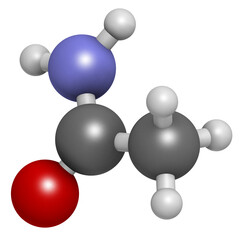Acetamide (ethanamide) molecule. Used as plasticizer and industrial solvent. Carcinogenic (known to cause cancer).