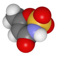 Acesulfame artificial sweetener, molecular model