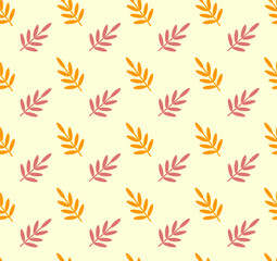 Autumn pattern with leaves of different colors. Design for fabric, website and paper.
