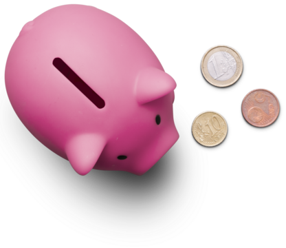 piggy bank with coin isolated
