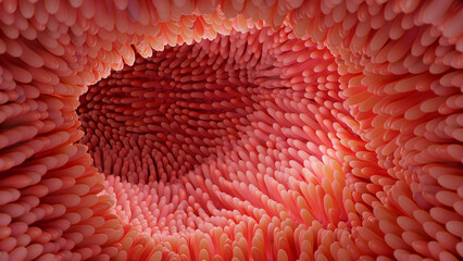 illustration of intestinal microvilli 3d render