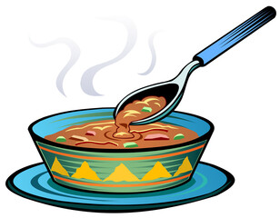 Bowl of thick stew, or bean dip, Mexican cuisine