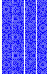 Orientalisches Muster hinter blauen Streifen, isoliert, Überlagerung, Schichten