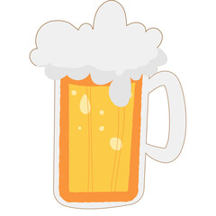 mug of beer transparent background. Drinks with a lot of foam.	