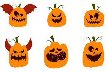 set of halloween pumpkins