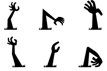 set of zombie's hands for Halloween on transparent background