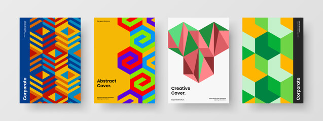 Isolated front page vector design concept collection. Modern geometric tiles cover illustration composition.
