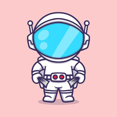 cute astronaut who has no money in his pocket cartoon vector icon illustration