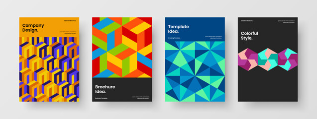 Obraz premium Amazing leaflet A4 design vector illustration collection. Unique geometric hexagons annual report concept composition.