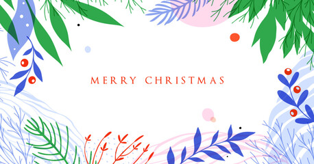 Fototapeta na wymiar Abstract Christmas and Winter Holidays artistic template. Merry xmas header or banner, email, social media post, AD, event and page cover, background, poster, brochure and other graphic design. 