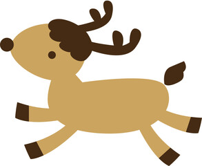 cartoon reindeer running. cute deer for Christmas.