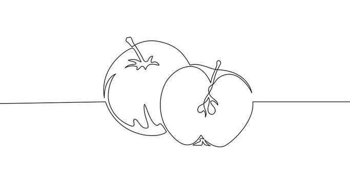 Animation of an image drawn with a continuous line. Apple.