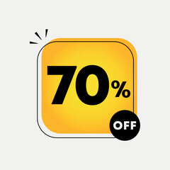 70% off for banners, discount label design template. Vector illustration for sales with special offers for retail