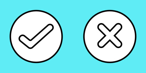 Check mark and cross icon design. Vector illustration - Simple set of choice icons. Yes or No, Right or Wrong, Correct or False, Ok or Not, Good or Bad, Approved or Disapproved, and others. 
