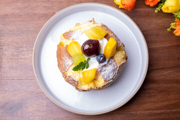 Korean style fruit fresh cream bread