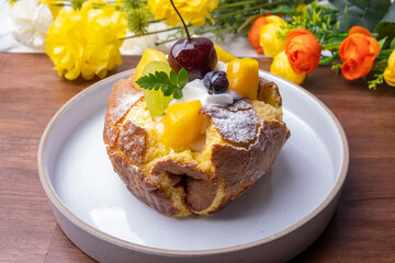 Korean style fruit fresh cream bread