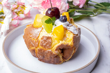 Korean style fruit fresh cream bread