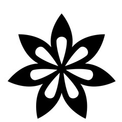 Flower ornament, symbol in black color. PNG with transparent background.