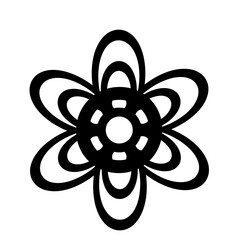 Flower ornament, symbol in black color. PNG with transparent background.