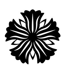 Flower ornament, symbol in black color. PNG with transparent background.