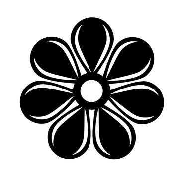 Flower ornament, symbol in black color. PNG with transparent background.