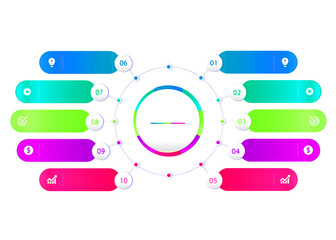 Ten steps colorful object for infographics element.
