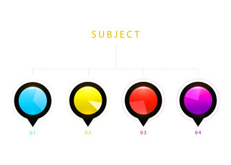Four steps colorful object for infographics element.
