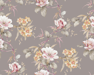 Classic Popular Flower Seamless pattern background.Perfect for wallpaper, fabric design, wrapping paper, surface textures, digital paper.
