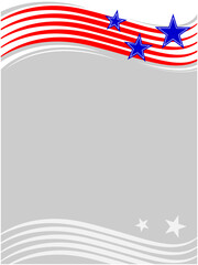 American flag symbols  frame border wave pattern with stars and copy space for your text.	